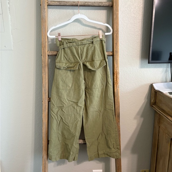Free People Green Linen Cropped Pants - Picture 4 of 9